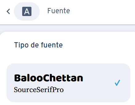 En esta imagen de ejemplo, se utiliza el tipo de fuente «BalooChettan» para los encabezados y «SourceSerifPro» para los párrafos.