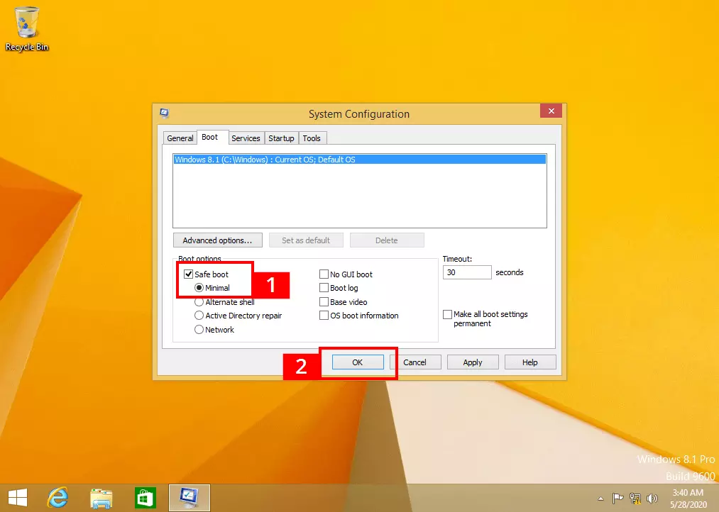 Selecciona “Inicio seguro” en la configuración del sistema de Windows 8