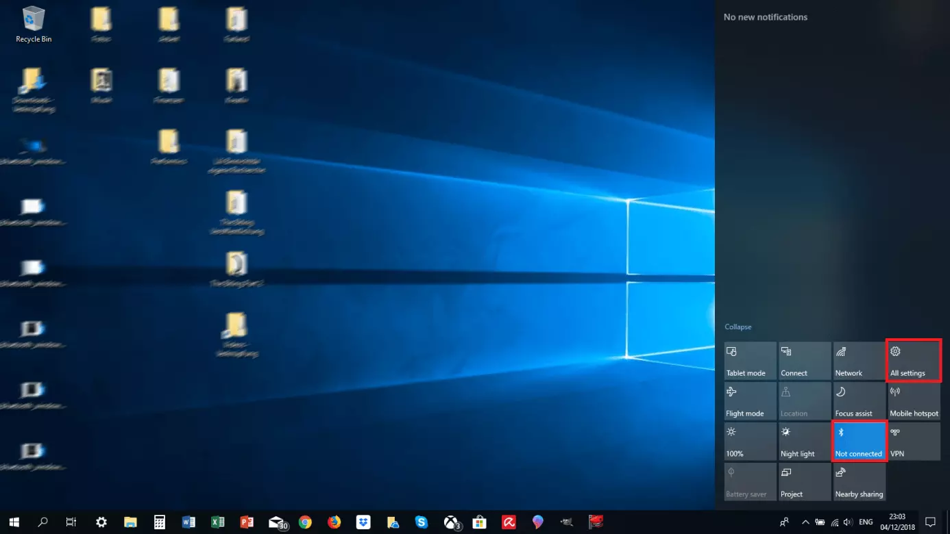 Área de notificaciones de Windows 10