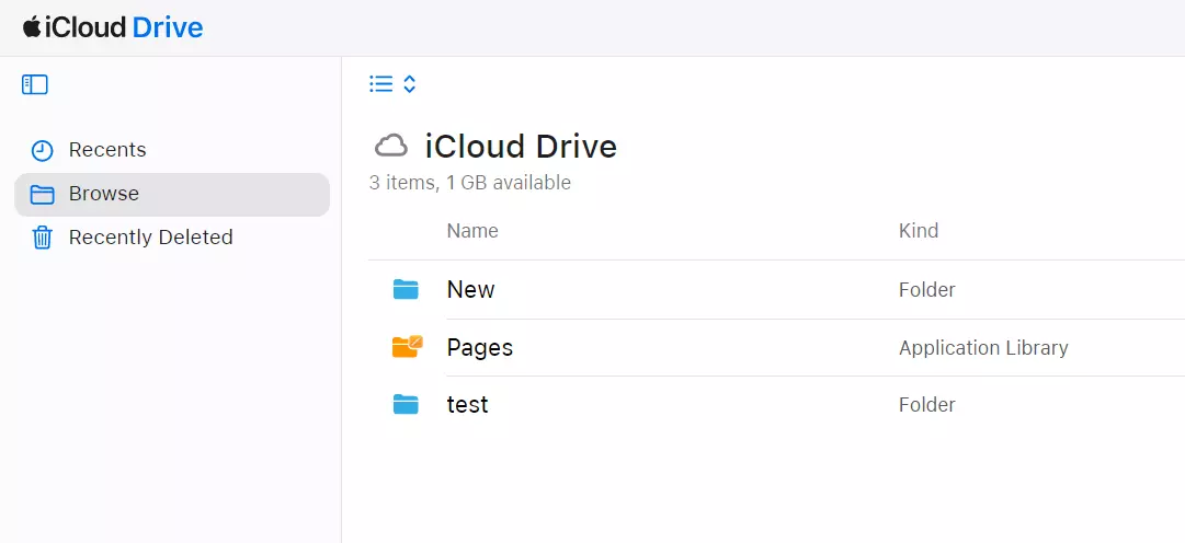 Interfaz de usuario de iCloud Drive