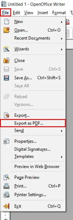 OpenOffice Writer: convertir ODT a PDF