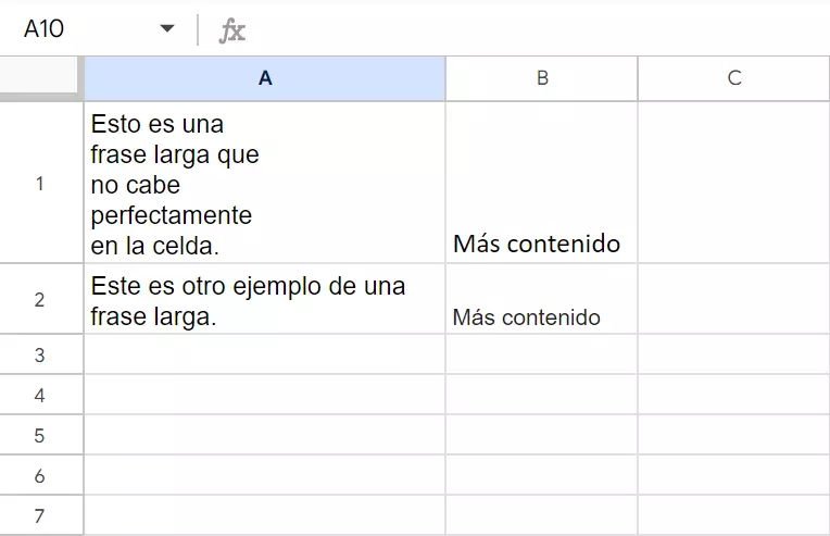 Captura de pantalla de formateo incorrecto en Google Sheets