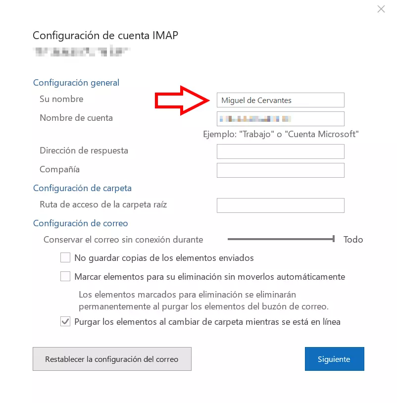 Cambiar el remitente de Outlook: introduce un nombre nuevo 