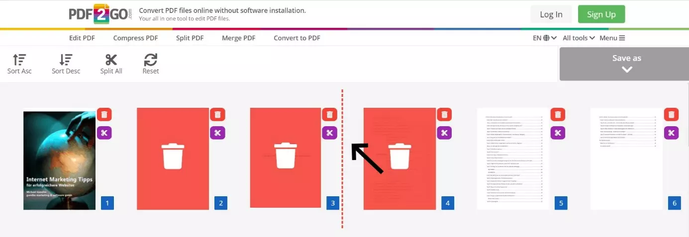 Un PDF editado con PDF2GO