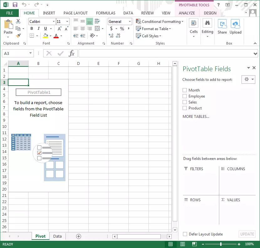 Tabla dinámica vacía en Excel