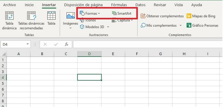 Formas o SmartArt para crear diagramas de flujo en Excel