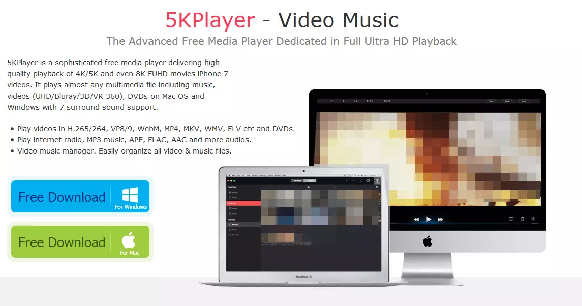 Página de descarga de 5KPlayer