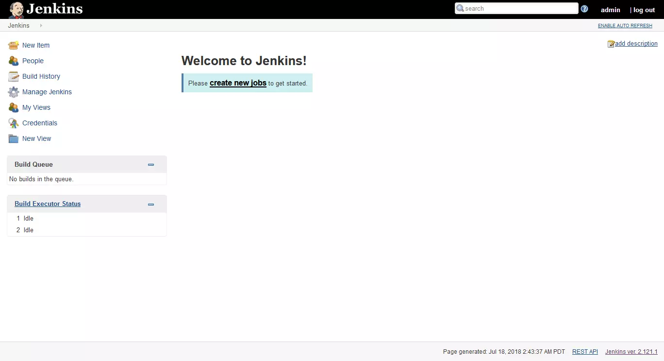 Interfaz web de Jenkins