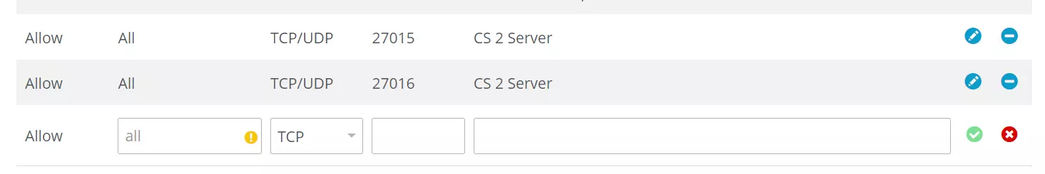 Cuenta de clientes IONOS: compartición de puertos del CS2 server