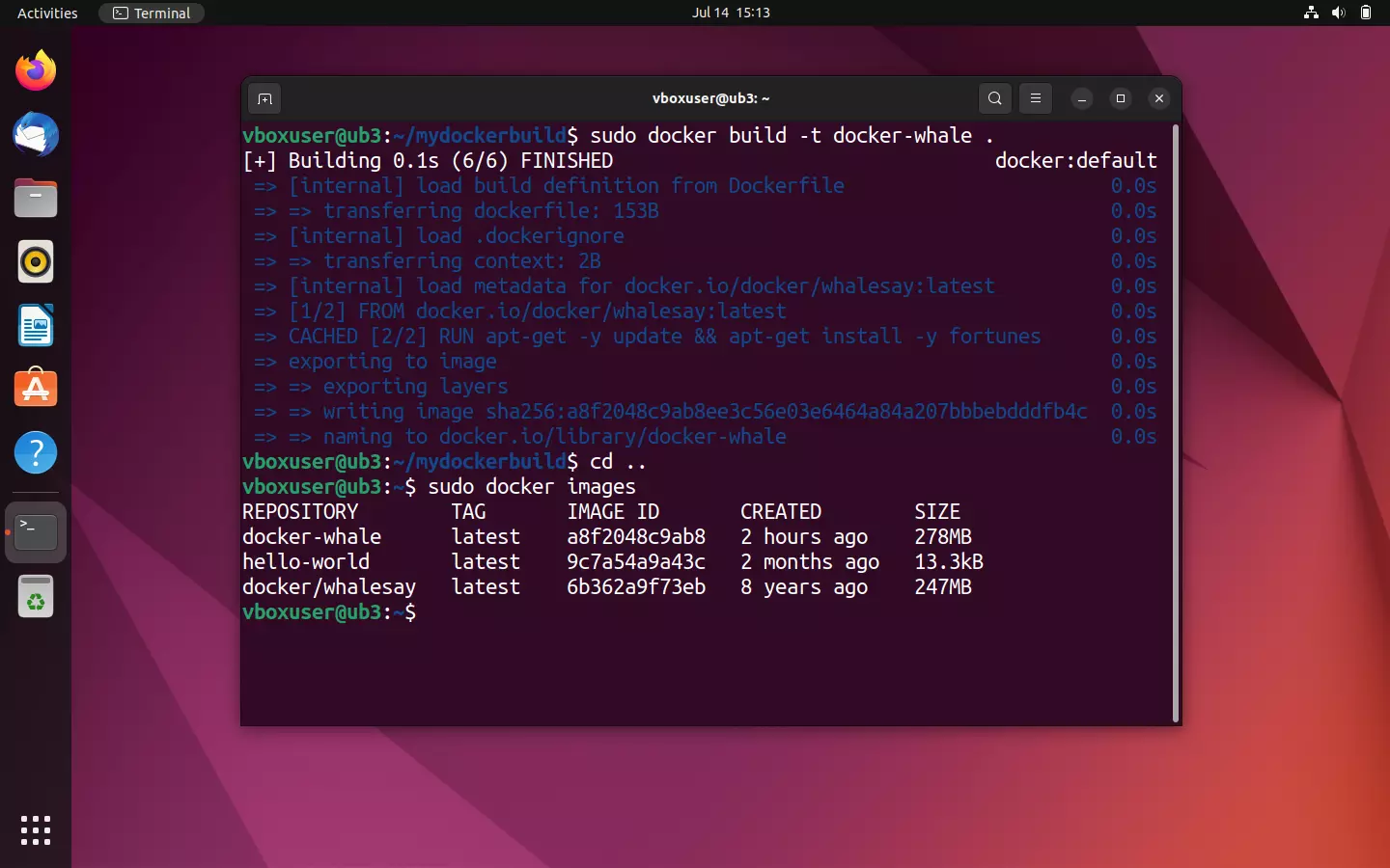 Terminal Ubuntu: vista general de todas las imágenes