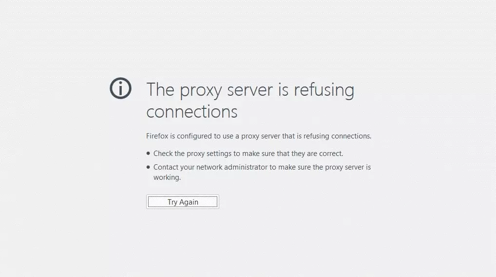 The proxy server is refusing connections