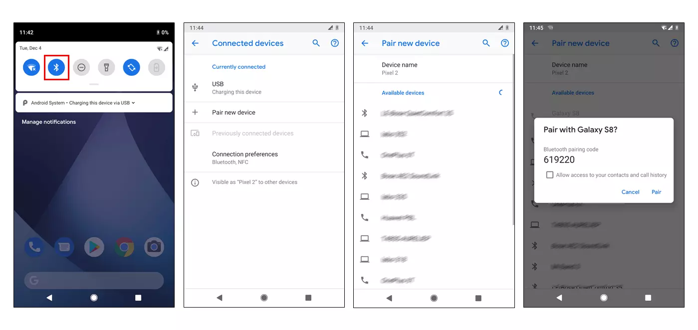 Emparejamiento Bluetooth en un smartphone Android