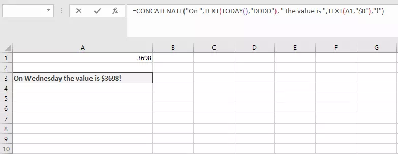 Combinación de CONCATENAR y TEXTO