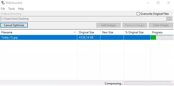 Comprimir una imagen con PNGGauntlet
