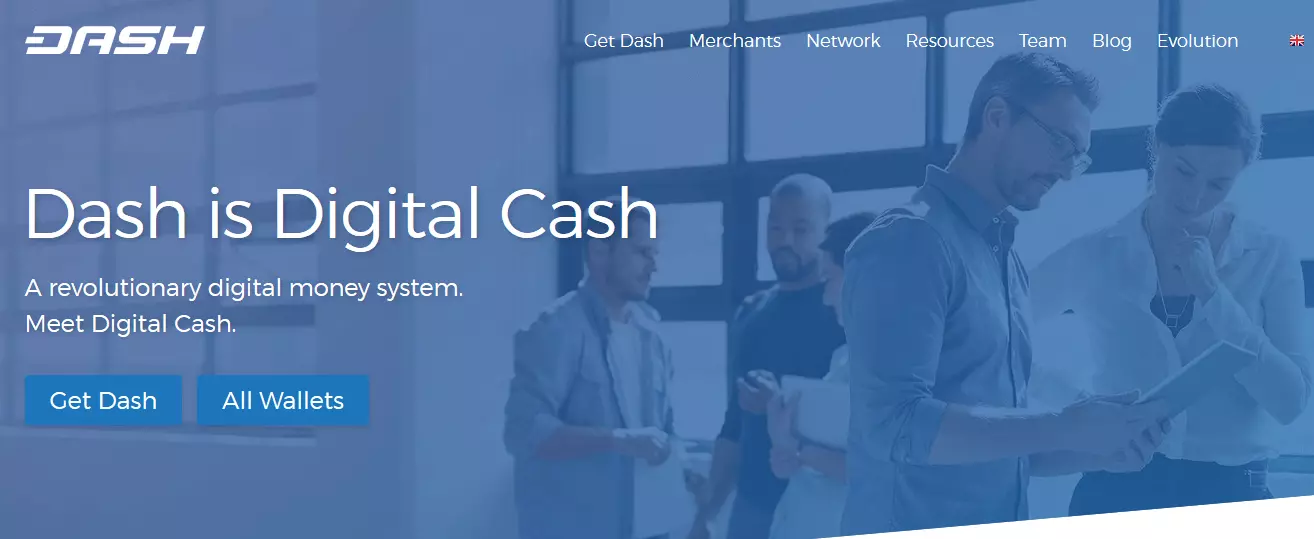 Captura de pantalla de la página web de Dash