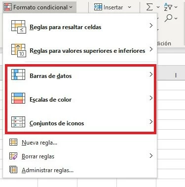 Excel: formato condicional basado en valores.