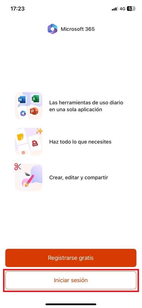 Iniciar sesión en Microsoft Office desde el móvil