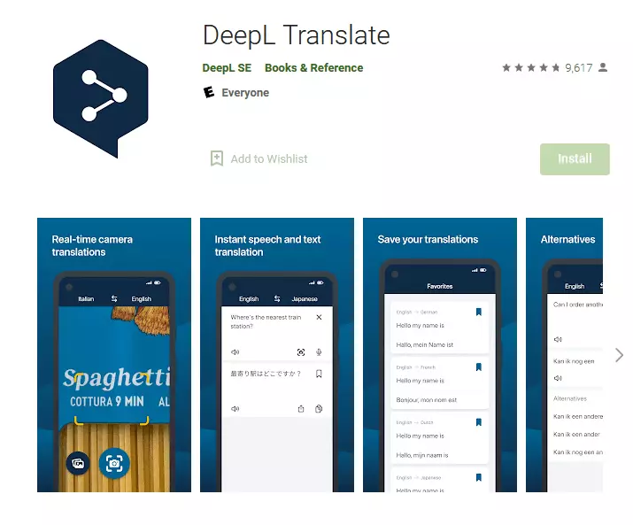 DeepL en Google Play Store