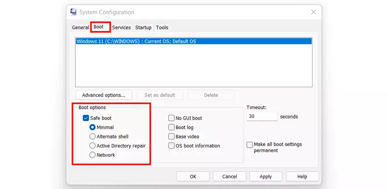 Windows 11: menú “Inicio” de msconfig