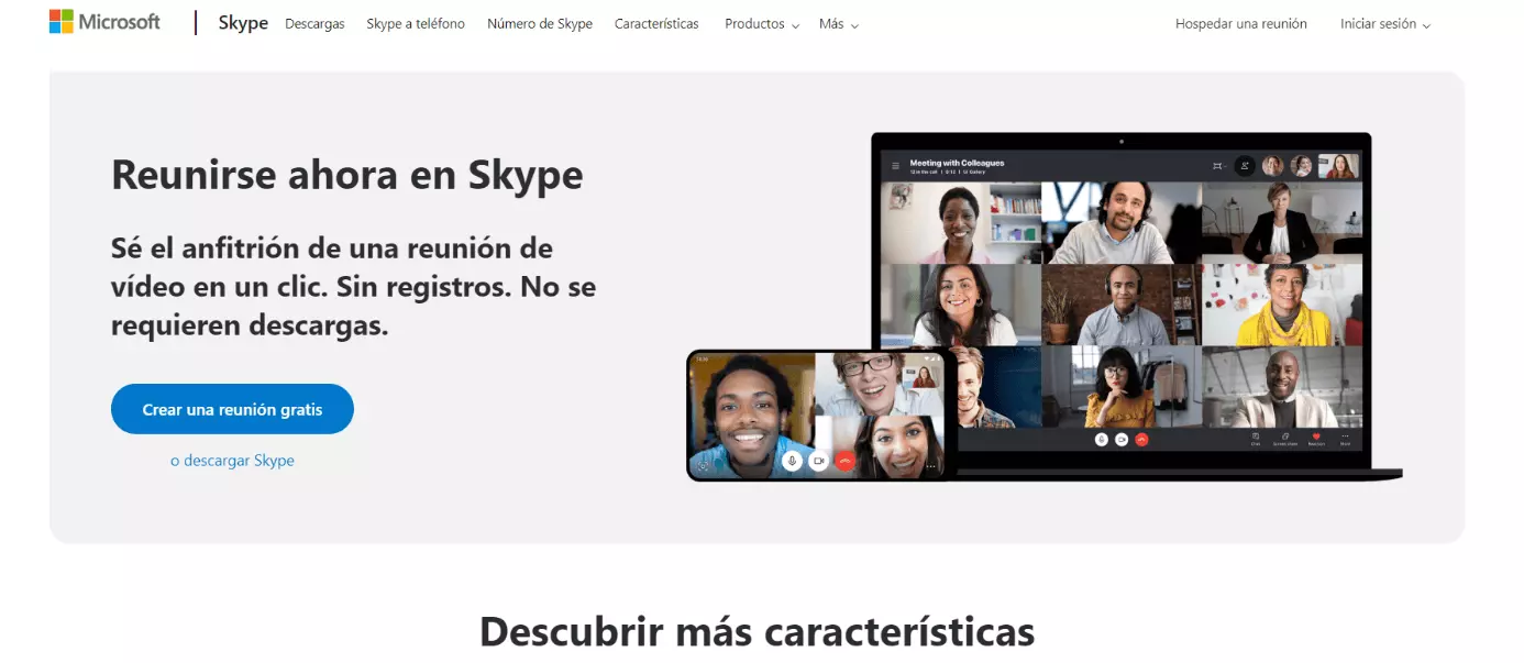 Página web del proveedor de videotelefonía Skype