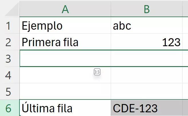 Excel: desplazar fila