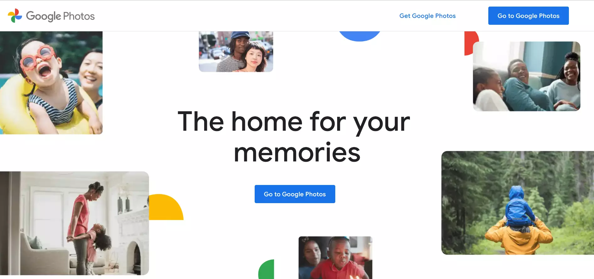 Captura de la página de inicio de Google Fotos