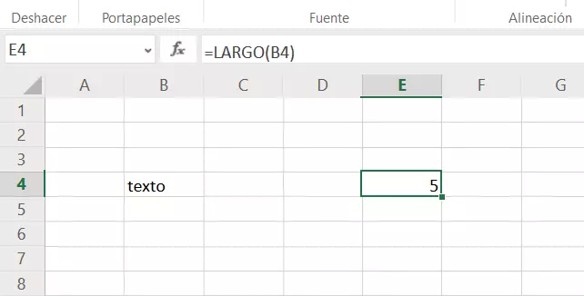 Función LARGO de Excel: contar caracteres 