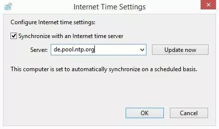 Opciones de hora de Internet en Windows 8