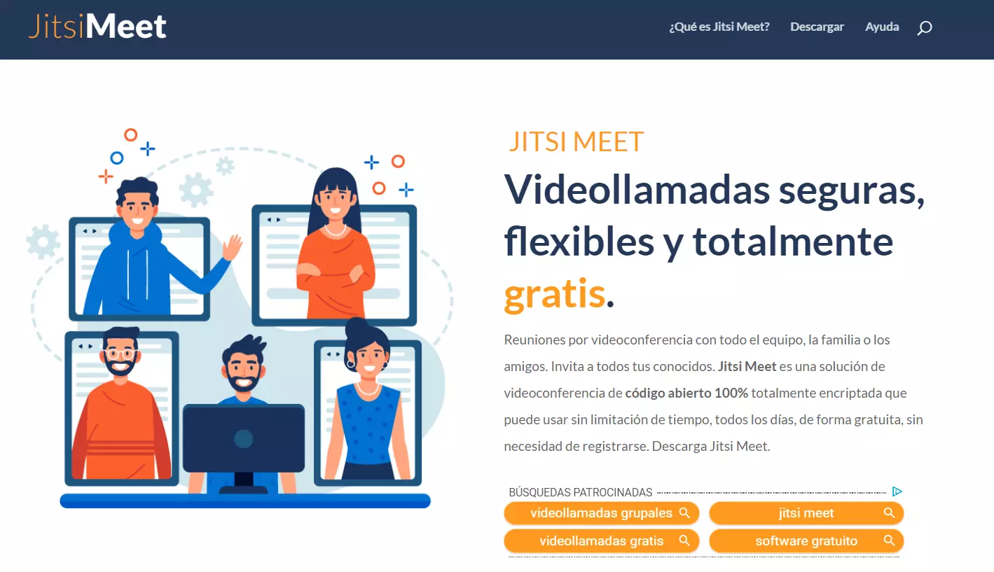 Página web del proveedor de videotelefonía Jitsi Meet