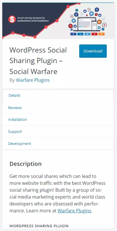 Plugin de WordPress “Social Warfare” en wordpress.org