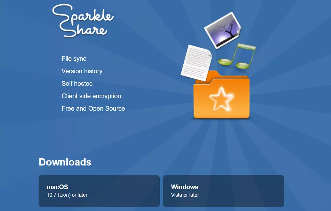 Página web de SparkleShare