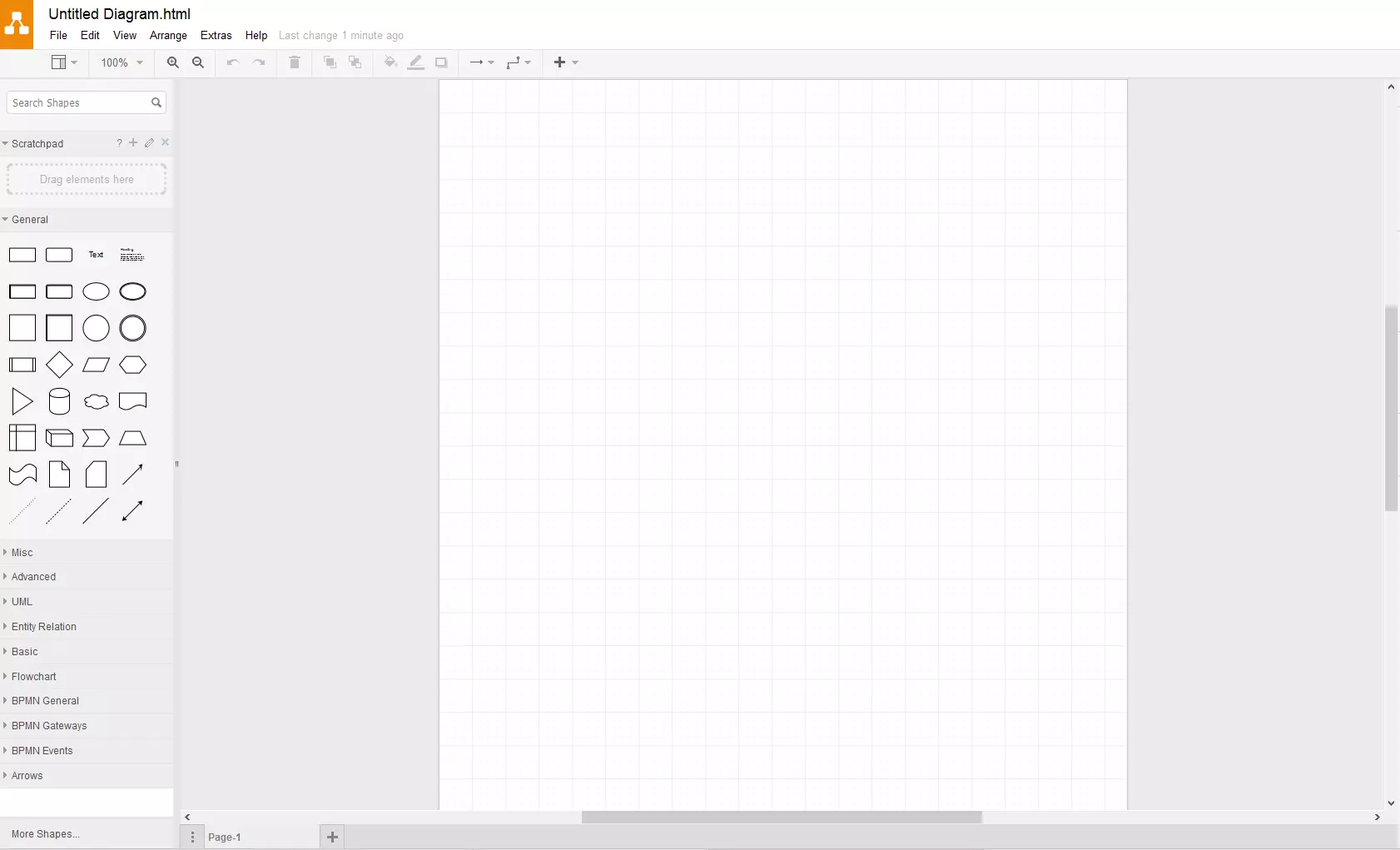 Interfaz de la aplicación web Draw.io