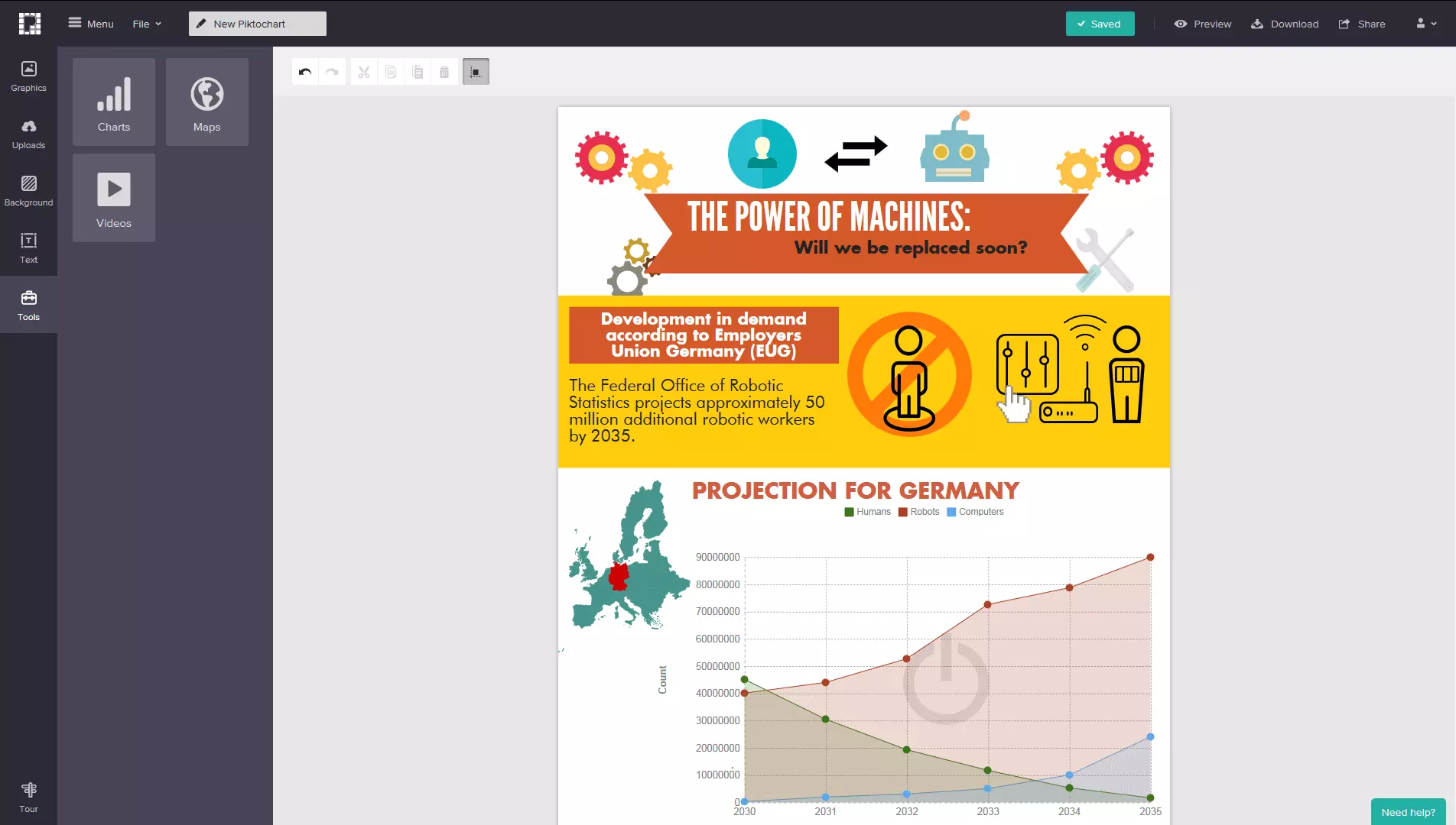 Interfaz de usuario de Piktochart