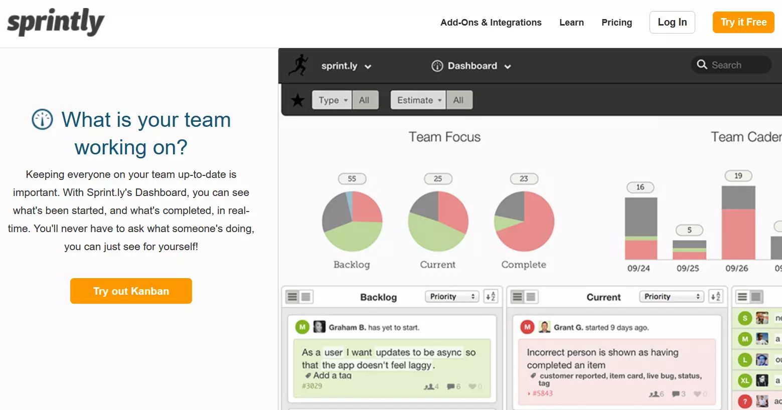 Sprintly: Screenshot de la página web de esta alternativa a Jira