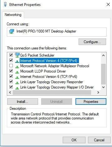 Configuración de Ehernet en Windows 10