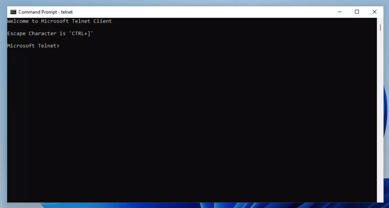 Cliente Telnet en Windows 11