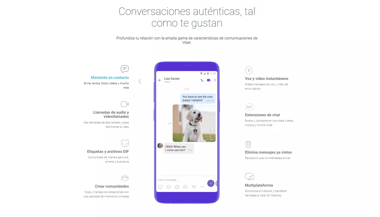 Página principal de Viber en español