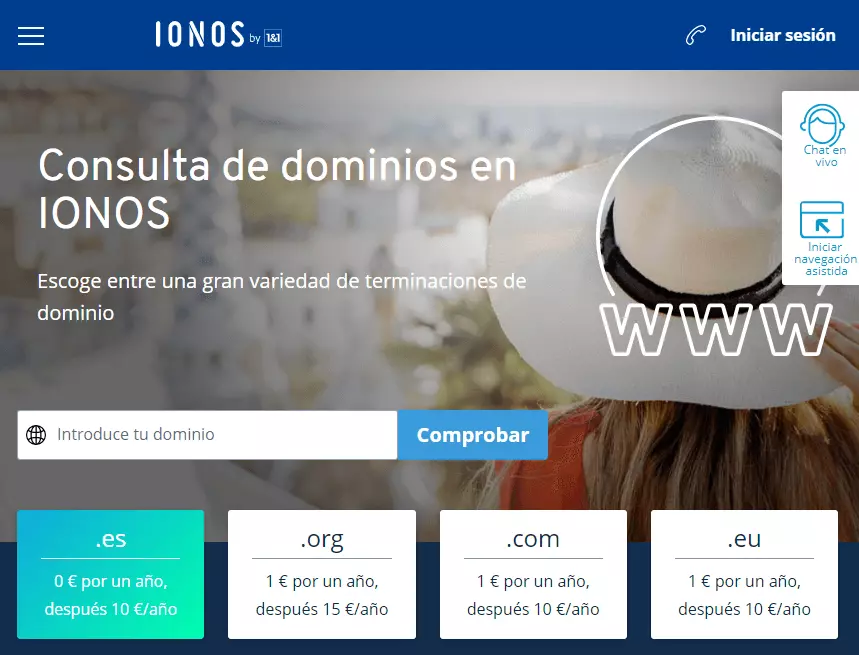 Comprueba la disponibilidad del dominio que deseas con IONOS 