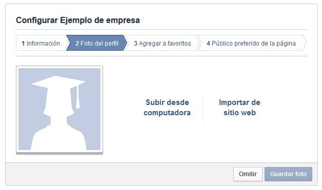 Crear una fanpage: subir una foto representativa