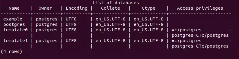 Listado de bases de datos de PostgreSQL en Ubuntu 20.04