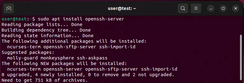 Instalación de OpenSSH en la terminal de Ubuntu