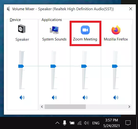 Configuración del volumen de los dispositivos de salida con controlador para Zoom