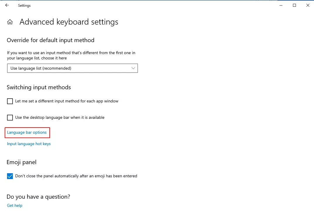 Configuración avanzada de teclado de Windows 10