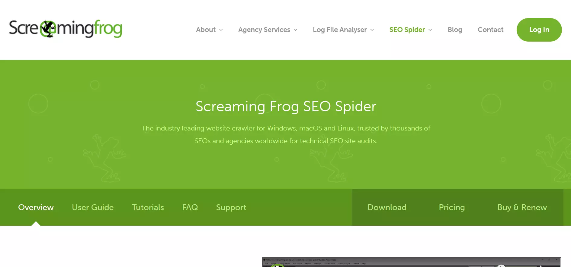 Captura de pantalla de la herramienta de SEO de Screaming Frog