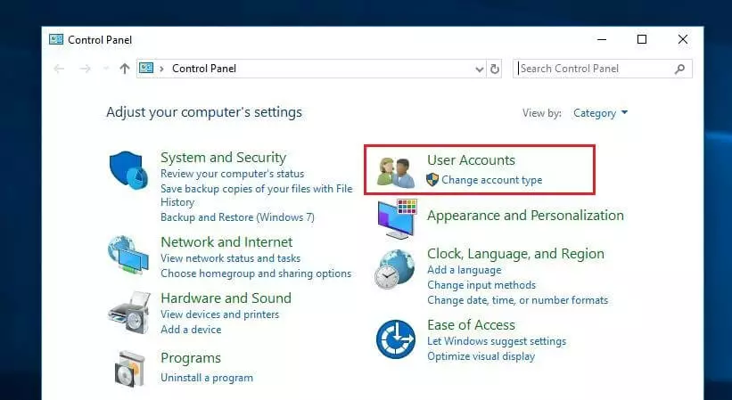 Windows 10: Panel de control