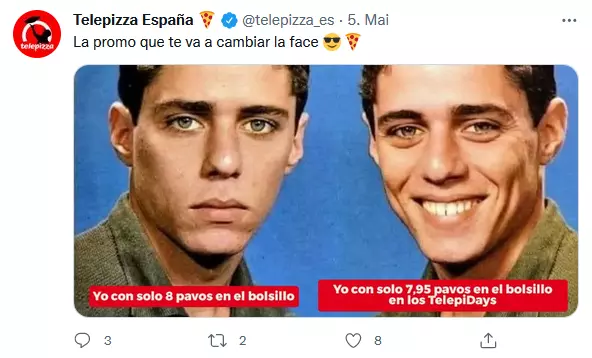 Captura de Twitter: meme creado por Telepizza