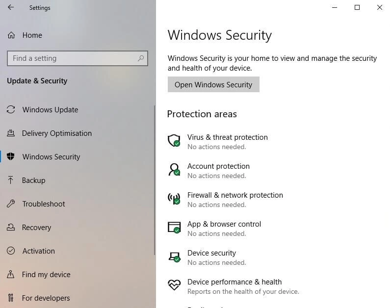 Menú de la seguridad de Windows