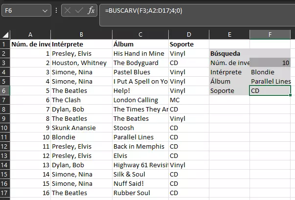 Creación de una consulta de búsqueda con varios campos de salida utilizando BUSCARV en Excel