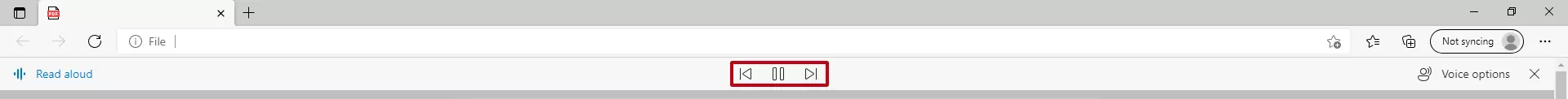 Opciones al leer un archivo PDF en voz alta en Edge