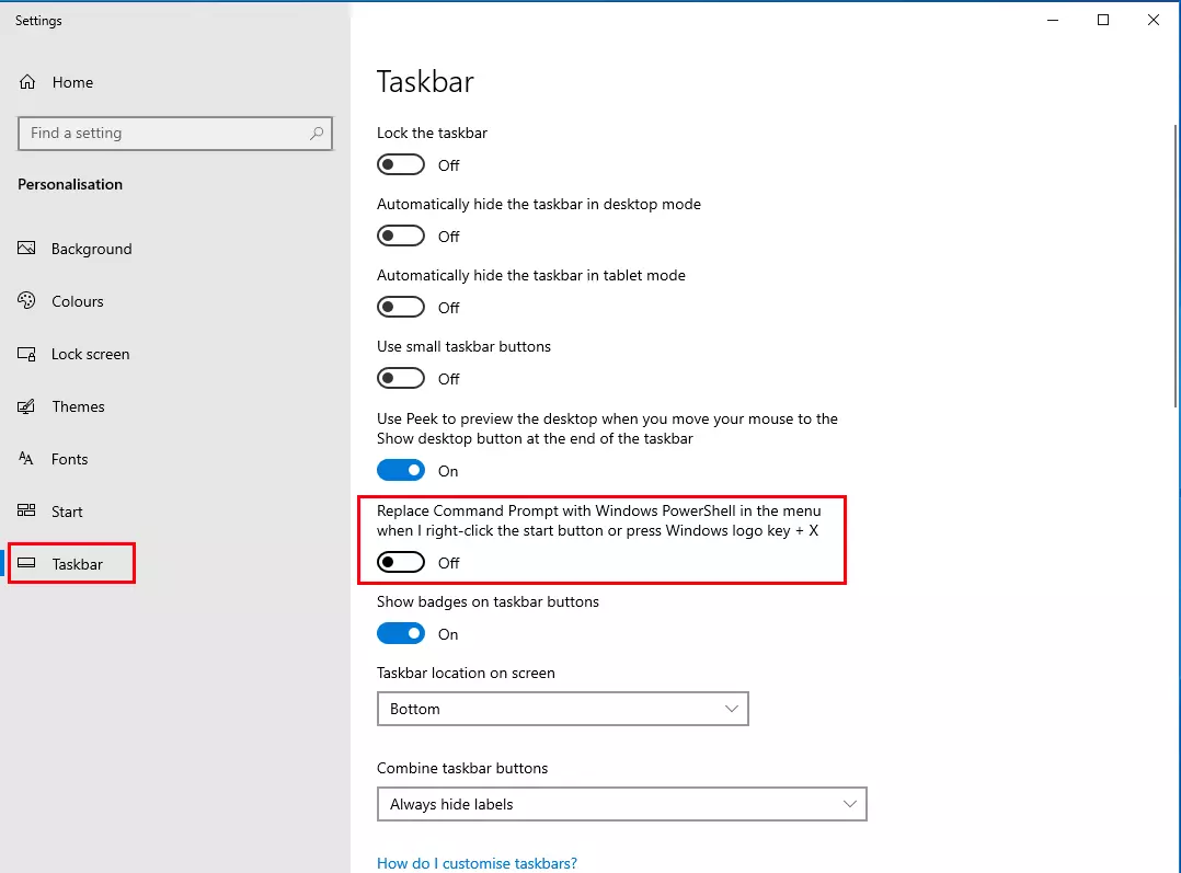 El símbolo del sistema en la configuración del sistema